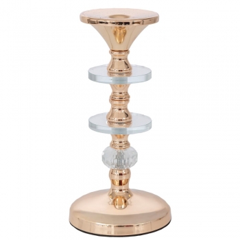 Κηροπήγιο Μεταλλικό-Ακρυλικό Χρυσό 11x24εκ. iliadis 91770