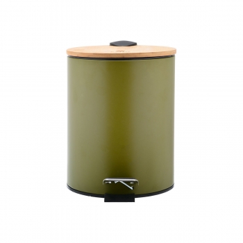 Καλάθι Απορριμάτων Μεταλλικό-Bamboo Olive Green Essentials Estia 5lt 02-15114