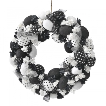 Πασχαλινό Στεφάνι Λευκά-Μαύρα Αυγά Φ40εκ. iliadis 76705