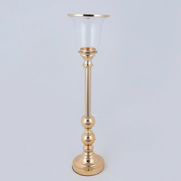 Κηροπήγιο Μεταλλικό-Γυάλινο Χρυσό 15x64εκ. ESTHETI 752-24087