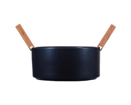 Σαλατιέρα Πορσελάνης Μαύρη Με Κουτάλες 23x8,5εκ. Cryspo Trio 26.000.925