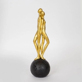 Διακοσμητική Επιτραπέζια Φιγούρα Ζευγάρι Polyresin Χρυσό-Μαύρο 9,5x9,5x31,5εκ. ESTHETI 752-27089
