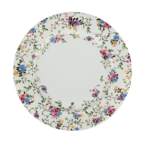Πιάτο Ρηχό Φαγητού Πορσελάνης Λευκό Με Λουλούδια Spring Φ27εκ. Oriana Ferelli PR24711001