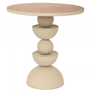 Τραπεζάκι Σαλονιού Μεταλλικό Με Ξύλινη Επιφάνεια Κρεμ 46x46x49εκ. iliadis 92550