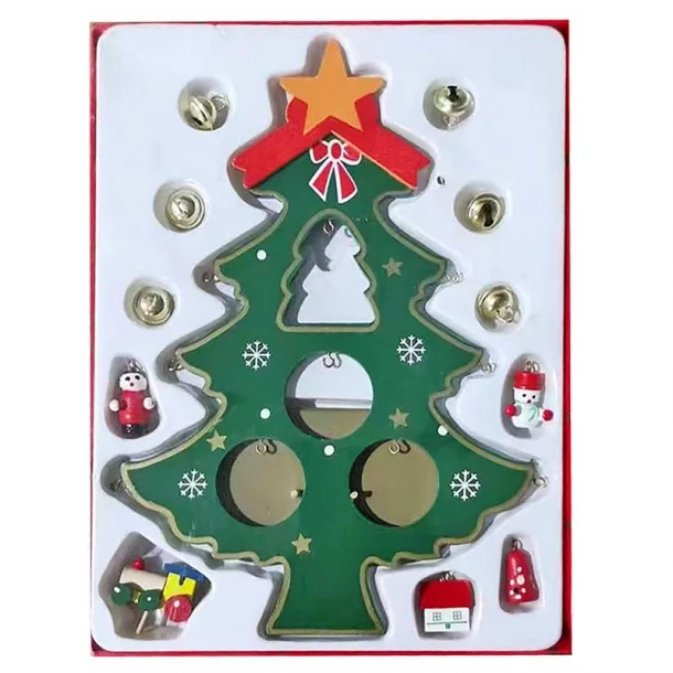 Σετ Δέντρο-Στολίδια 12τμχ Ξύλινα 18x22εκ. Xmas fest 93-2678