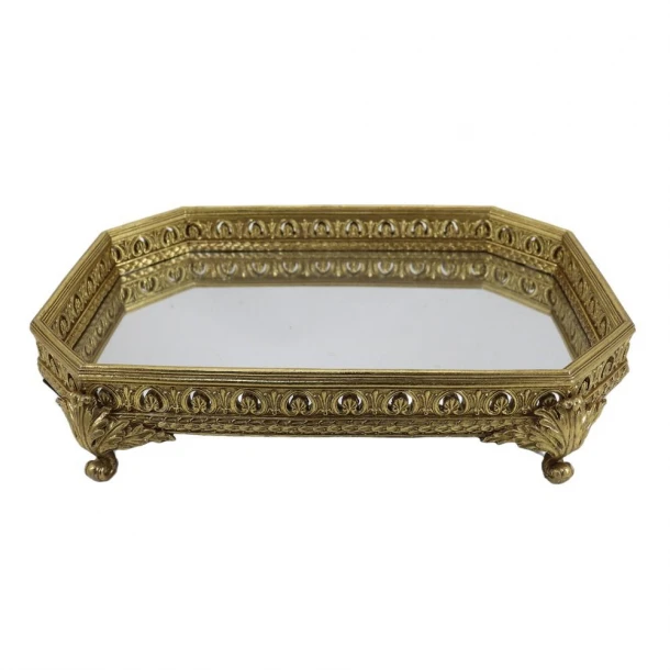 Δίσκος Σερβιρίσματος Polyresin Με Καθρέπτη Χρυσός 40x28εκ. Oriana Ferrelli XL19046016