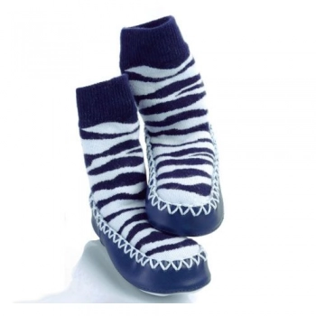 Καλτσοπαντόφλες Βαμβακερές 18-24 Μηνών Mocc ons Blue Zebra Sock Ons MO18
