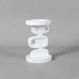 Κηροπήγιο Μεταλλικό-Ξύλινο Λευκό 12x18,5εκ. ESTHETI 819-00164