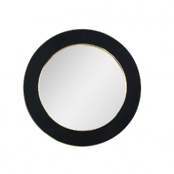 Καθρέπτης Τοίχου Στρογγυλός Βελούδινος Μαύρος-Χρυσός 60εκ. ESPIEL ECO609