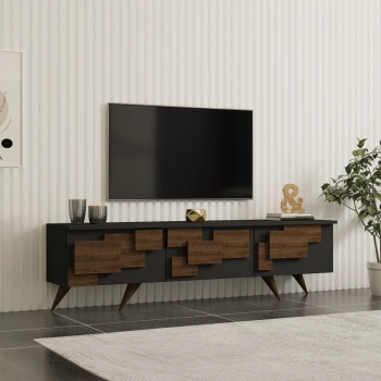 Έπιπλο τηλεόρασης Trida pakoworld καρυδί με ανθρακί 160x35x45εκ