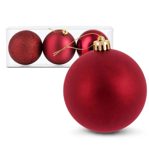 Σετ Μπάλες 3τμχ Κόκκινες Γυαλιστερή-Matte-Glitter Δ15εκ. Xmas fest 93-4093
