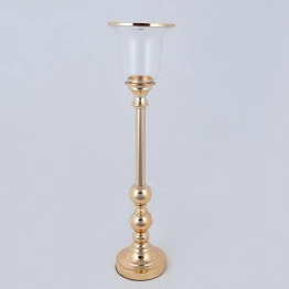 Κηροπήγιο Μεταλλικό-Γυάλινο Χρυσό 15x64εκ. ESTHETI 752-24087