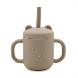 Ποτήρι Σιλικόνης Με Καλαμάκι 175ml Taupe Petit Monkey PTM-SCLS8