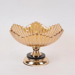 Διακοσμητικό Μπωλ Γυάλινο-Μεταλλικό Χρυσό 29x18εκ. ESTHETI 754-11022