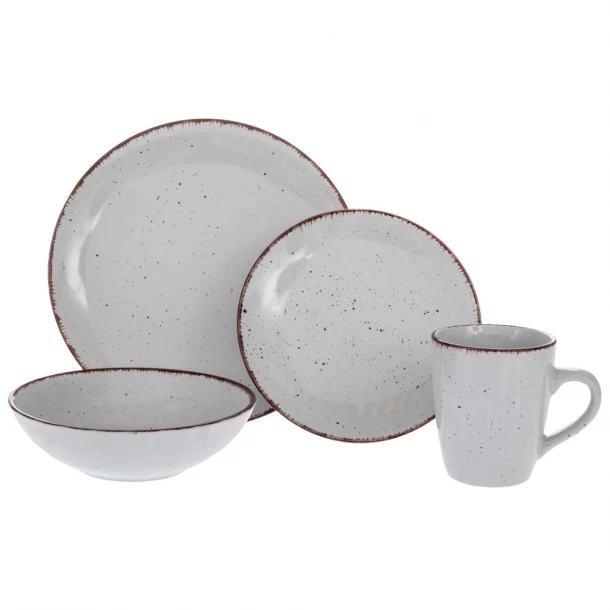 Σετ 16τμχ Σερβίτσιο Φαγητού Με Κούπες Κεραμικό Γκρι-Καφέ iliadis 91901