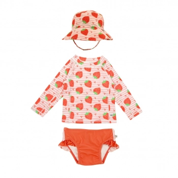 Σετ Μαγιό Με Bucket Καπέλο Και Μπλούζα UV 4 Ετών Strawberry Zoocchini ZOO16010