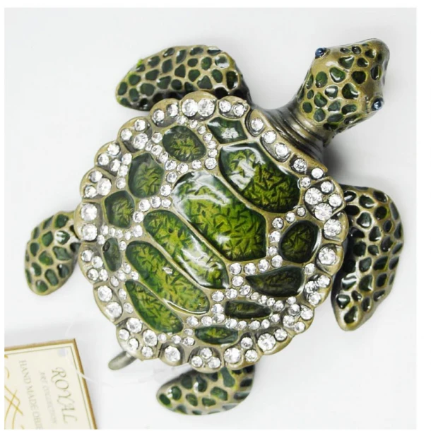 Διακοσμητικό Κουτάκι Μινιατούρα Χελώνα Πράσινη Με Σμάλτο & Στρας Royal Art 11x9x3εκ. BOS11170GR