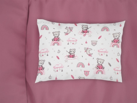 Μαξιλαροθήκη Bebe Βαμβακερή 35x45εκ. Cloudy Bear 582 White-Pink DimCol