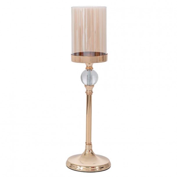 Κηροπήγιο Γυάλινο-Μεταλλικό Χρυσό 13,5x46εκ. iliadis 91773