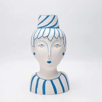 Βάζο Πορσελάνης Πρόσωπο Λευκό-Γαλάζιο 14x13,8x25,6εκ. ESTHETI 819-00207