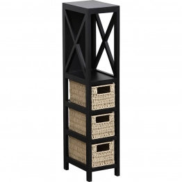 Έπιπλο MDF Με 1 Ράφι & 3 Συρτάρια Μαύρο 17x24x82εκ. MRShome 1233000