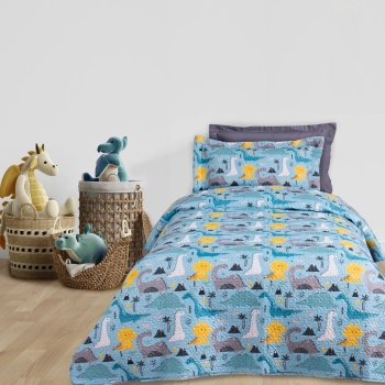 Κουβερλί Microfiber Μονό 160x240εκ. Kid Line 4928 Μπλε-Γκρι Das Kids