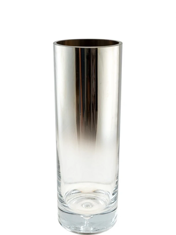 Βάζο Χειροποίητο Φυσητό Γυαλί Ασημί-Διάφανο 12x35εκ. Zen Collection 25.43.52151