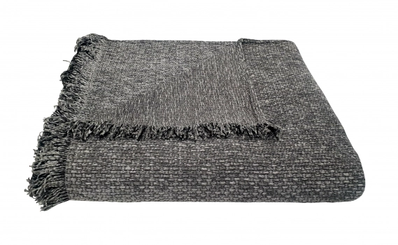 Ριχτάρι Acrylic-Polycotton Πολυθρόνας 180x180εκ. Σενίλ Ψάθα Light Grey Komvos Home 7045512-7