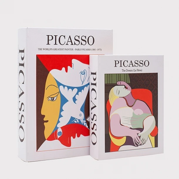 Διακοσμητικό Κουτί Βιβλίο Σετ 2τμχ Ξύλινο Picasso Λευκό-Κόκκινο-Μαύρο 34x7x25εκ./27x5x20εκ. ESTHETI 819-00465