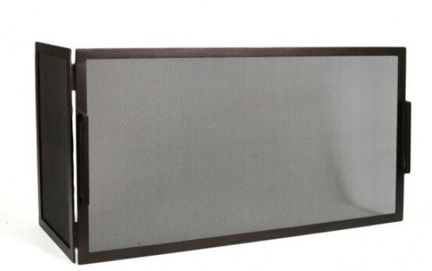 Γωνιακό Παραβάν Τζακιού Σιδερένιο Μασίφ Με 1 Πλαινό 90x50+30εκ. Black