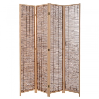 Παραβάν Ξύλινο 4 Φυλλο Αντικέ Καφέ Με Πλέξη 160x180εκ. iliadis 90106