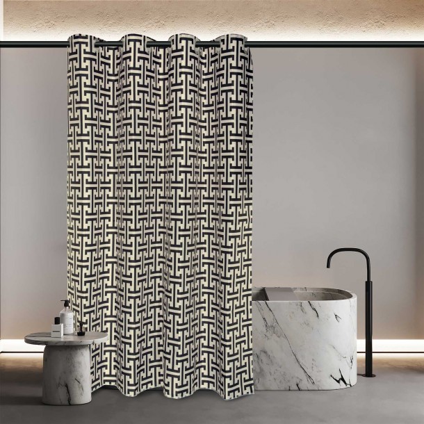 Κουρτίνα Μπάνιου Αδιάβροχη Polyester 240x180εκ. Essential 3123 Μαύρη Greenwich Polo Club