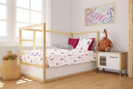 Πάπλωμα Μπεμπέ Βαμβακερό Κούνιας 120x160εκ. Cloudy Bear 582 White-Pink DimCol 31111121062