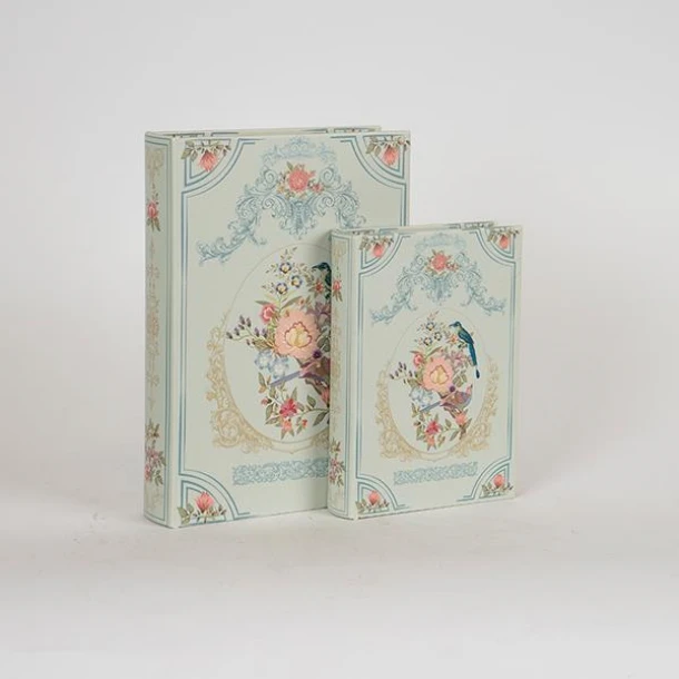 Διακοσμητικό Κουτί Βιβλίο Σετ 2τμχ Ξύλινο Γαλάζιο 19x5x27εκ. ESTHETI 752-17058