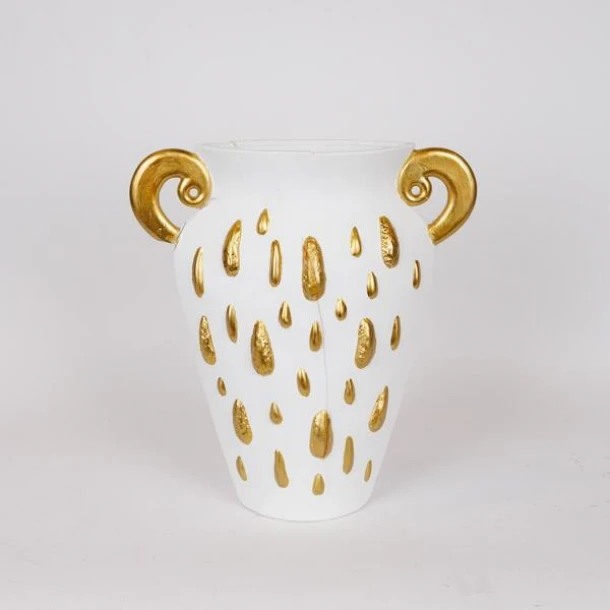 Βάζο Κεραμικό Λευκό-Χρυσό 33,5x15,2x37,5εκ. ESTHETI 819-00366
