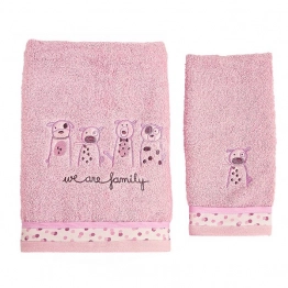 Σετ Πετσέτες 2τμχ Μπεμπέ Βαμβακερές Family Pink 59061