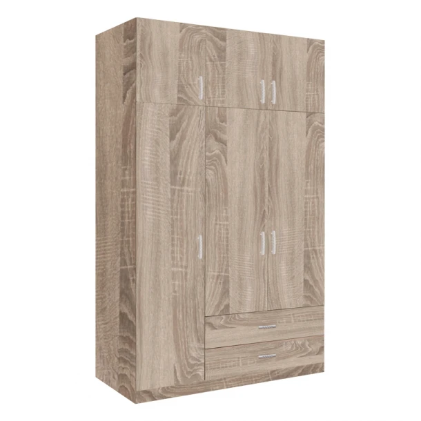 Ντουλάπα τρίφυλλη με συρτάρια Royal pakoworld σε sonoma απόχρωση 150x58x230εκ