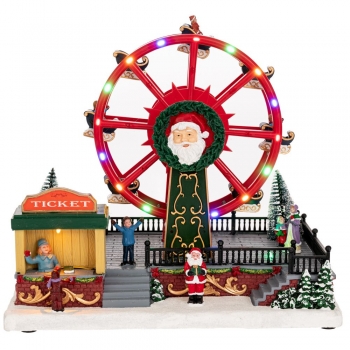 Χριστουγεννιάτικη Παράσταση Polyresin-Πλαστικό Με Φως-Μουσική & Κίνηση Λούνα Πάρκ 30x20x28εκ. iliadis 90755