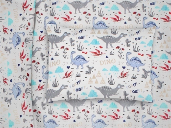 Μαξιλαροθήκη Μπεμπέ Polycotton 35x45εκ. Dino 309 White-Blue DimCol