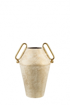 Βάζο Μεταλλικό Χρυσό-Λευκό Με Χερούλια 25x19x34εκ. Zen Collection 26.1.52221