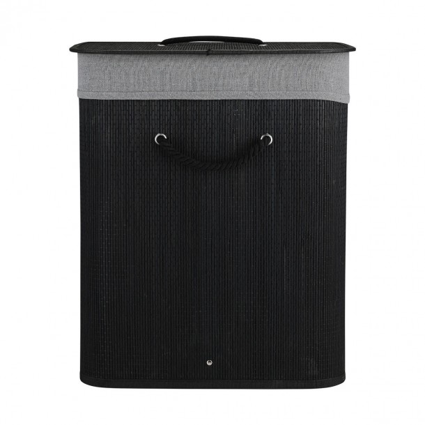 Καλάθι Απλύτων Πτυσσόμενο Bamboo 40x30x50εκ.-60lt Μαύρο Essentials Estia 02-34597