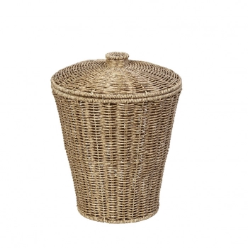 Καλάθι Με Καπάκι Ψάθινο Μπεζ ESPIEL 25x25x35εκ. KOD137