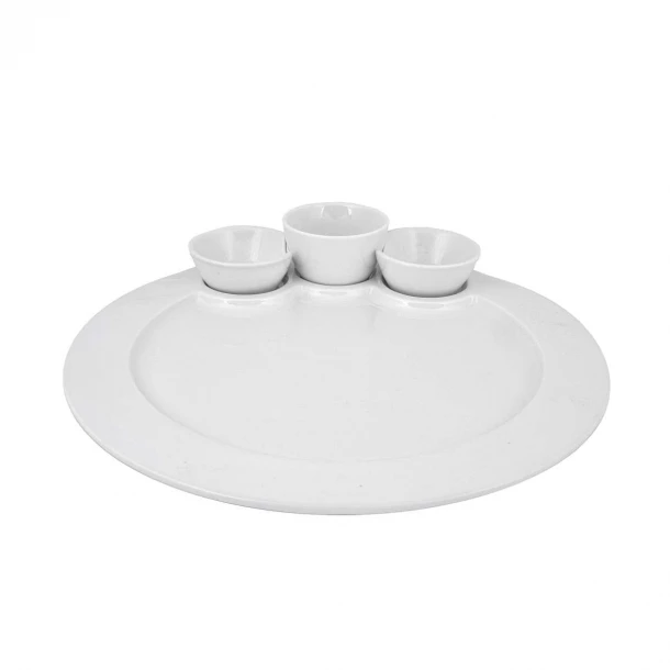 Πιατέλα Με 3 Ντιπάκια Πορσελάνης Opera Λευκή Art Et Lumiere 29εκ. 06909