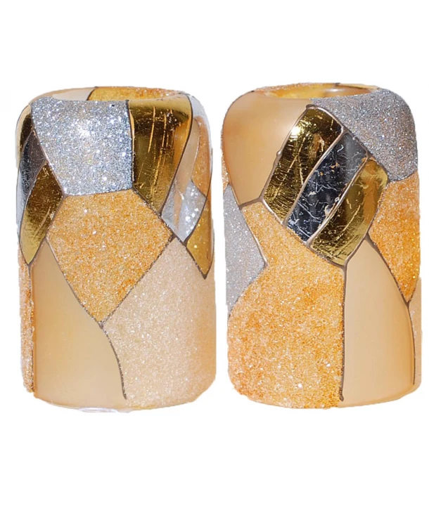 Κηροπήγιο Ρεσώ Σετ 2τμχ Γυάλινο Μελί-Χρυσό-Ασημί Royal Art 11εκ. FOR6/3194/2