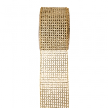 Χριστουγεννιάτικη Κορδέλα Glitter Grid 6,7εκ.-9μ. Χρυσή iliadis 84311