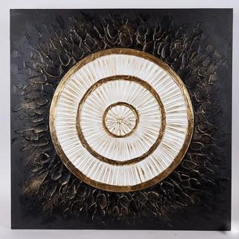 Πίνακας Καμβάς Κύκλος Χρυσός-Μαύρος-Λευκός 80x3x80εκ. ESTHETI 755-12211