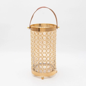 Φανάρι Μεταλλικό-Γυάλινο Χρυσό 14x27εκ. ESTHETI 819-00254