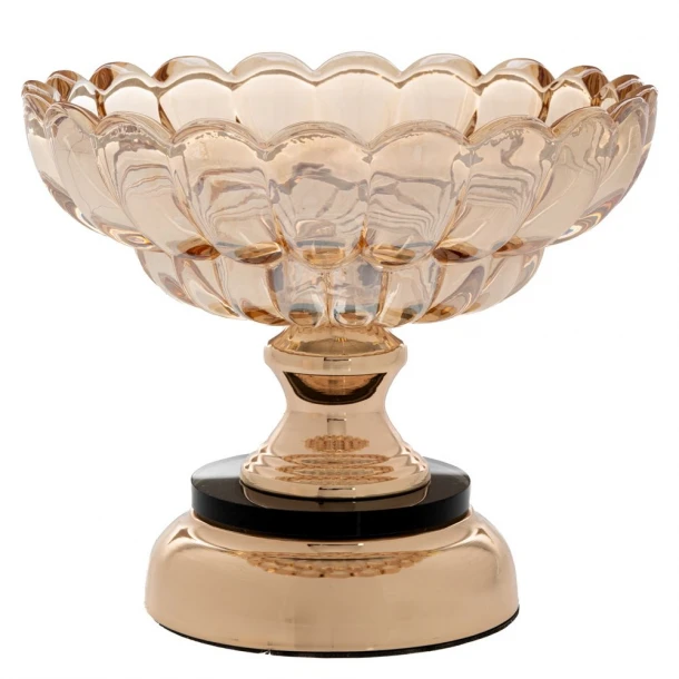 Διακοσμητική Κουπ Με Πόδι Γυάλινη-Μεταλλική Μελί 19x16εκ. iliadis 90137