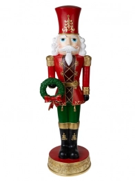 Χριστουγεννιάτικος Διακοσμητικός Καρυοθραύστης Polyester Κόκκινος-Χρυσός 25,7x22,6x79,5εκ. Zen Collection 25.42.51990