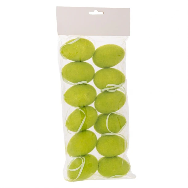 Σετ 12τμχ Αυγά Κρεμαστά Χνουδωτά Σε Σακούλα Πράσινα 4x6εκ. iliadis 92450